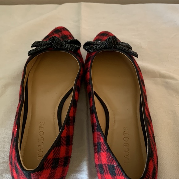 Talbots Red and Black Plaid Cloth Ballet Flats - size 7.5 - Picture 5 of 9